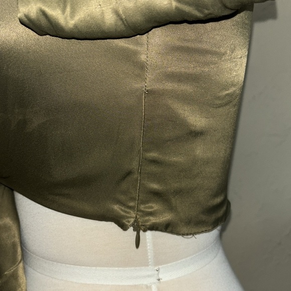 ZARA satin olive green tied long sleeve crop top in women’s small - Picture 8 of 12